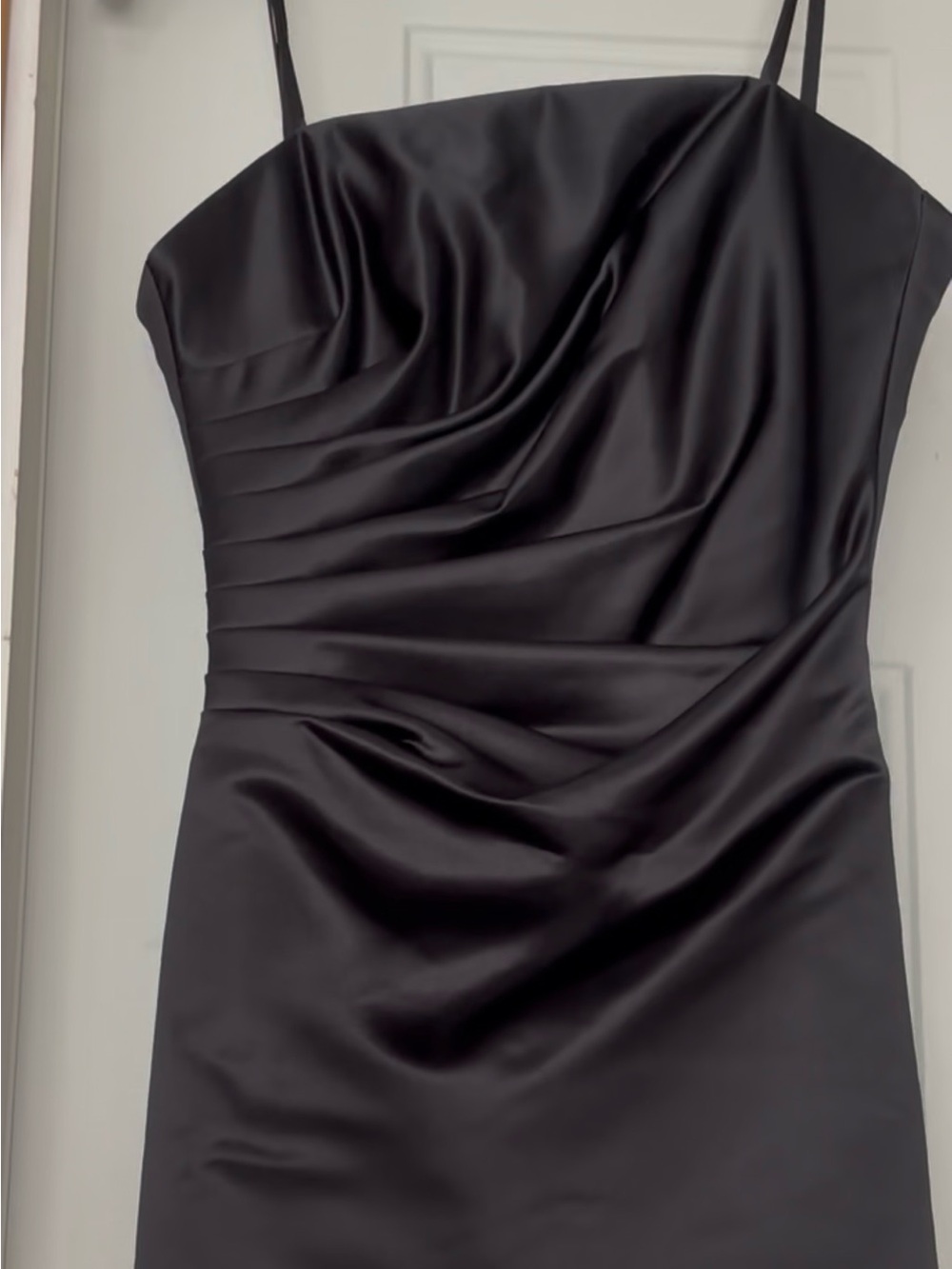 Moda International Black Satin Spaghetti Strap/Strapless Evening Dress